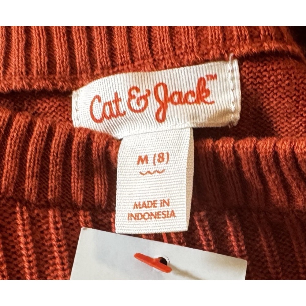 Cat & Jack Boys M (8) Crewneck Sweater Rust Orange 100% Cotton Ribbed NWT - Picture 5 of 6